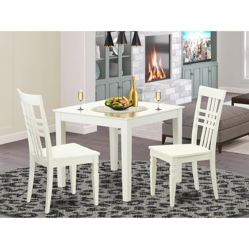 3  PC  Kitchen  Table  and  2  Wood  Dining  Chairs  in  Linen  White