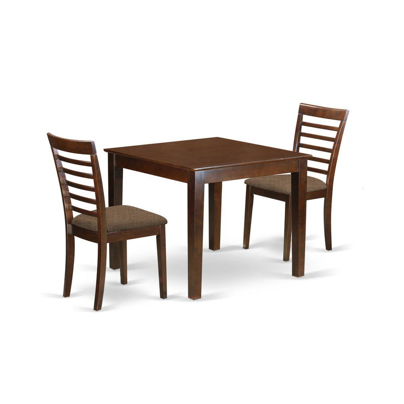 OXML3-MAH-C 3 Pc Dinette Table set with a Dining Table and 2 Dining Chairs in Mahogany