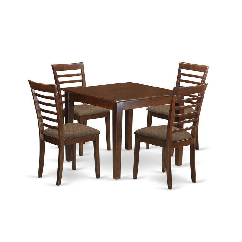 OXML5-MAH-C 5 Pc Dinette Table set with a Dining Table and 4 Dining Chairs in Mahogany