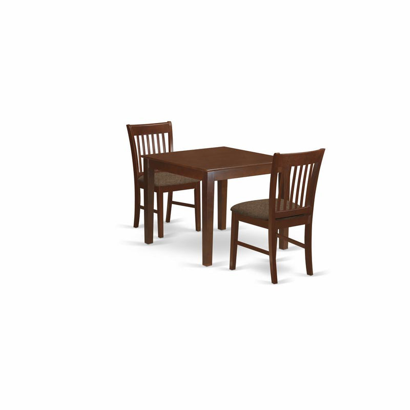 OXNO3-MAH-C 3 Pc small Kitchen Table set -square Table and 2 Kitchen Dining Chairs