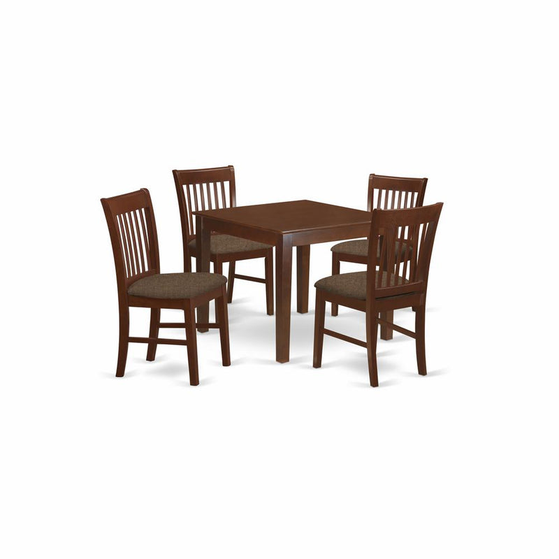 OXNO5-MAH-C 5 Pc Kitchen Table set - square Table and 4 Dining Chairs