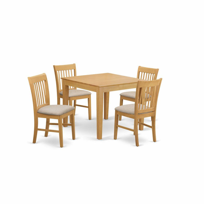 OXNO5-OAK-C 5 PcKitchen Table set - breakfast nook Table and 4 Kitchen Dining Chairs