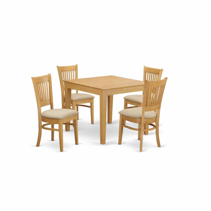 OXVA5-OAK-C 5 PC Table and Chairs set - Kitchen Table and 4 Dining Chairs