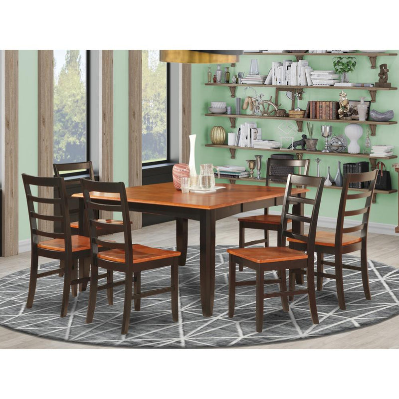 7  Pc  Dining  room  set-Square  Table  with  Leaf  and  6  Dining  Chairs