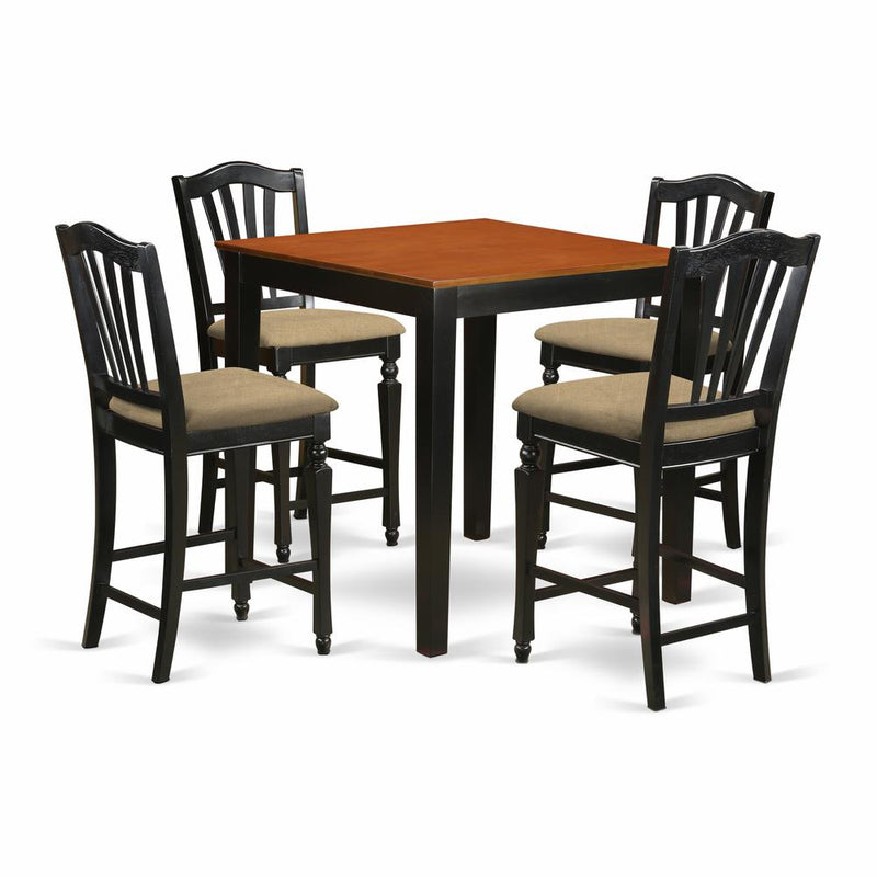 PBCH5-BLK-C 5 Pc counter height set-pub Table and 4 Kitchen Chairs.