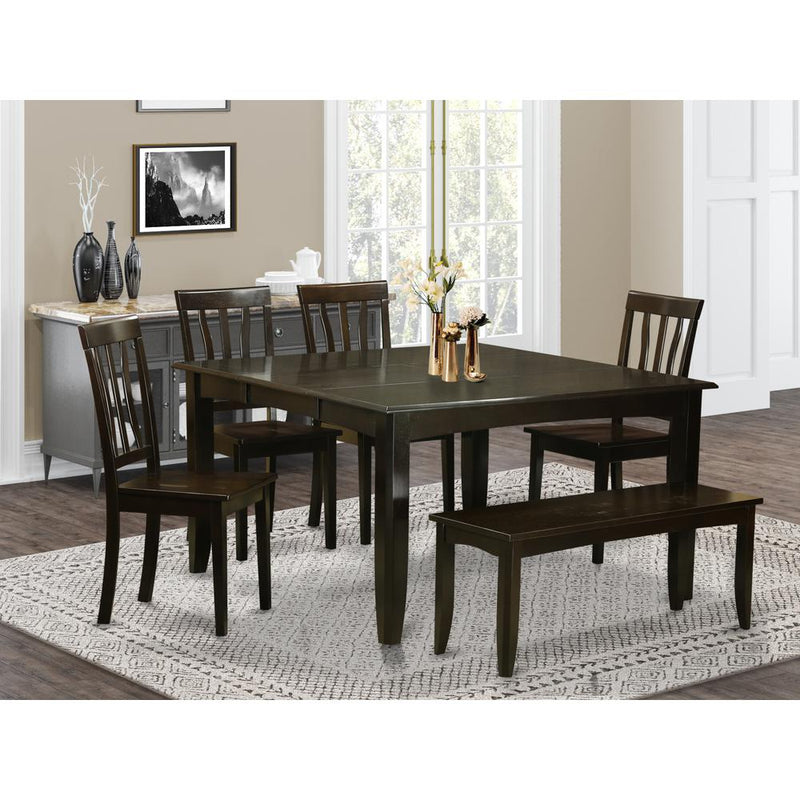 6  Pc  Dining  room  set  with  bench-Table  with  Leaf  and  4  Dining  Chairs  Plus  Bench.