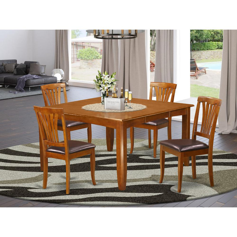 5  Pc  Dining  room  set-Square  Table  with  Leaf  and  4  Dining  Chairs