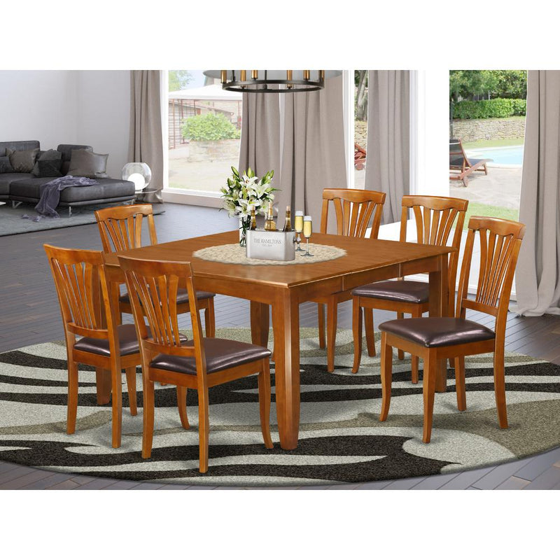 7  Pc  Dining  room  set-Square  Dining  Table  with  Leaf  and  6  Dining  Chairs