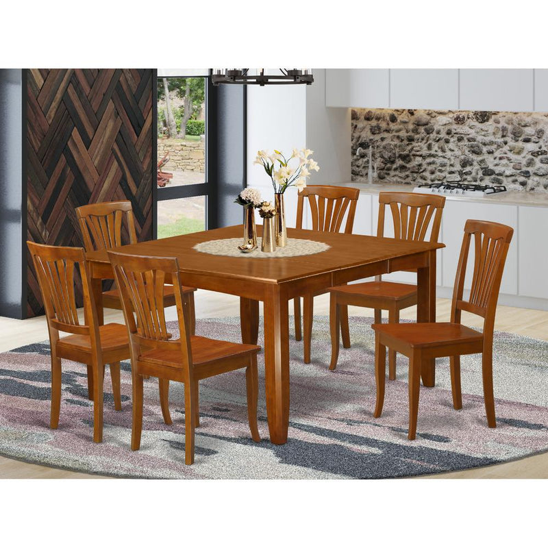 7  Pc  Dining  room  set-Square  Table  with  Leaf  and  6  Dining  Chairs.