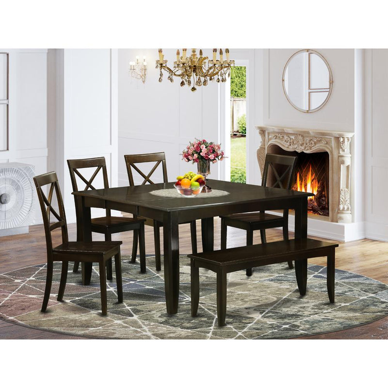 6  Pc  Dining  room  set  with  bench-Dining  Tablewith  Leaf  and  4  Kitchen  chair  Plus  Bench.