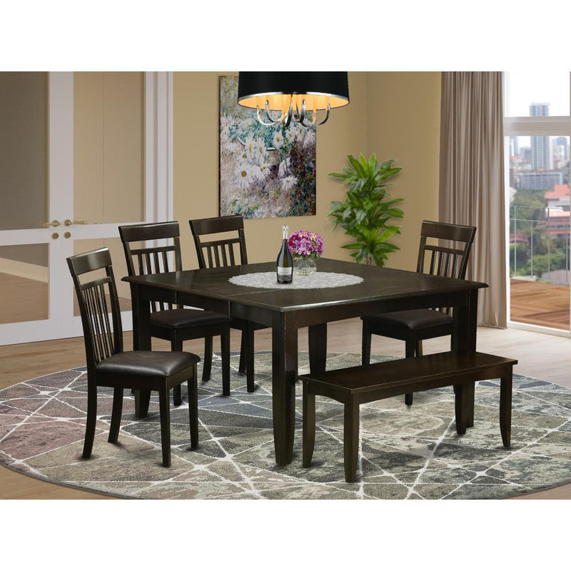 6  PC  Dining  room  set  with  bench-Dinette  Table  with  Leaf  and  4  Dining  Chairs  Plus  Bench.