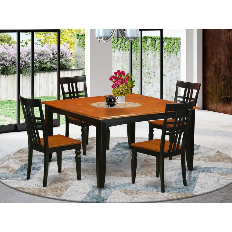 5  Pc  Dining  room  set  with  a  Dining  Table  and  4  Kitchen  Chairs  in  Black  and  Cherry