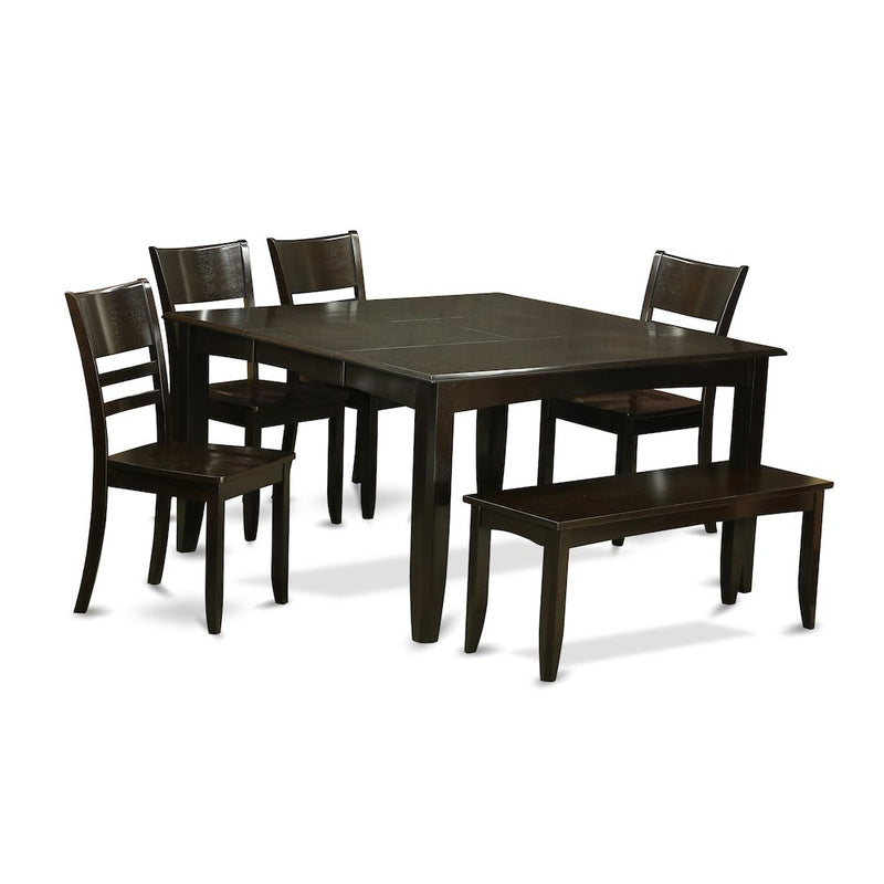 6  Pc  Kitchen  Table  with  bench-Table  with  Leaf  and  4  Kitchen  chair  Plus  Bench.