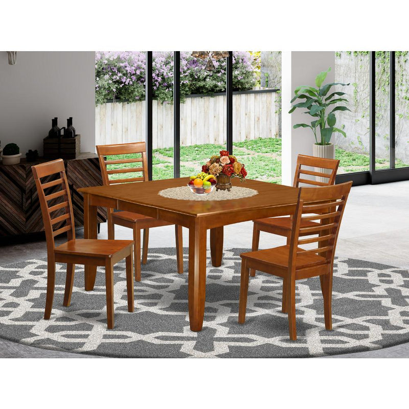 5  Pc  Dining  room  set  for  4-Square  Dining  Table  with  Leaf  and  4  Dining  Chairs.