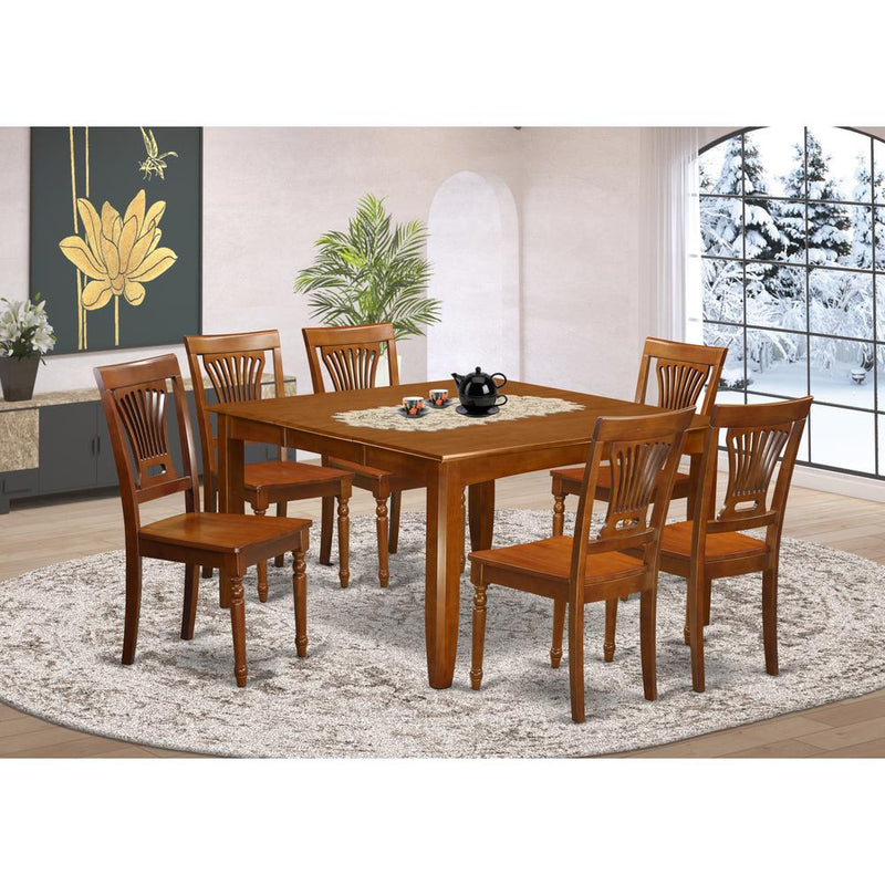 7  Pc  Dining  room  set  for  6-Square  Dining  Table  with  Leaf  and  with  6  Dining  Chairs