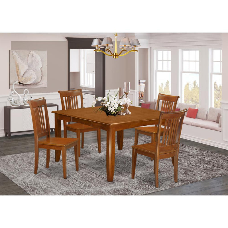 5  Pc  Dining  room  set-Square  gathering  Table  with  Leaf  and  4  Dining  Chairs