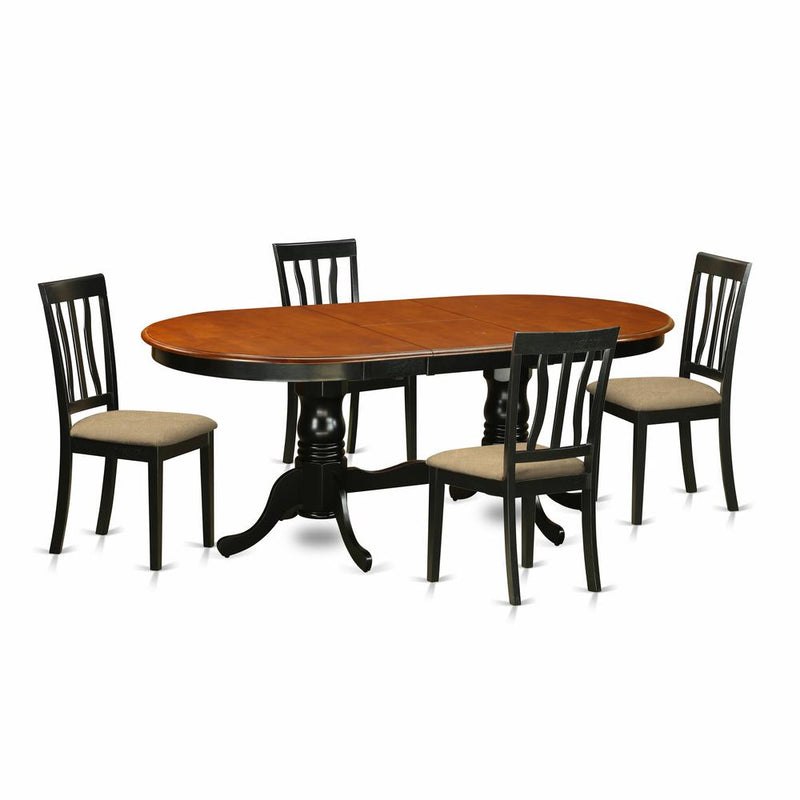 PLAN5-BCH-C 5 PC Dining room set-Dining Table with 4 Wood Dining Chairs