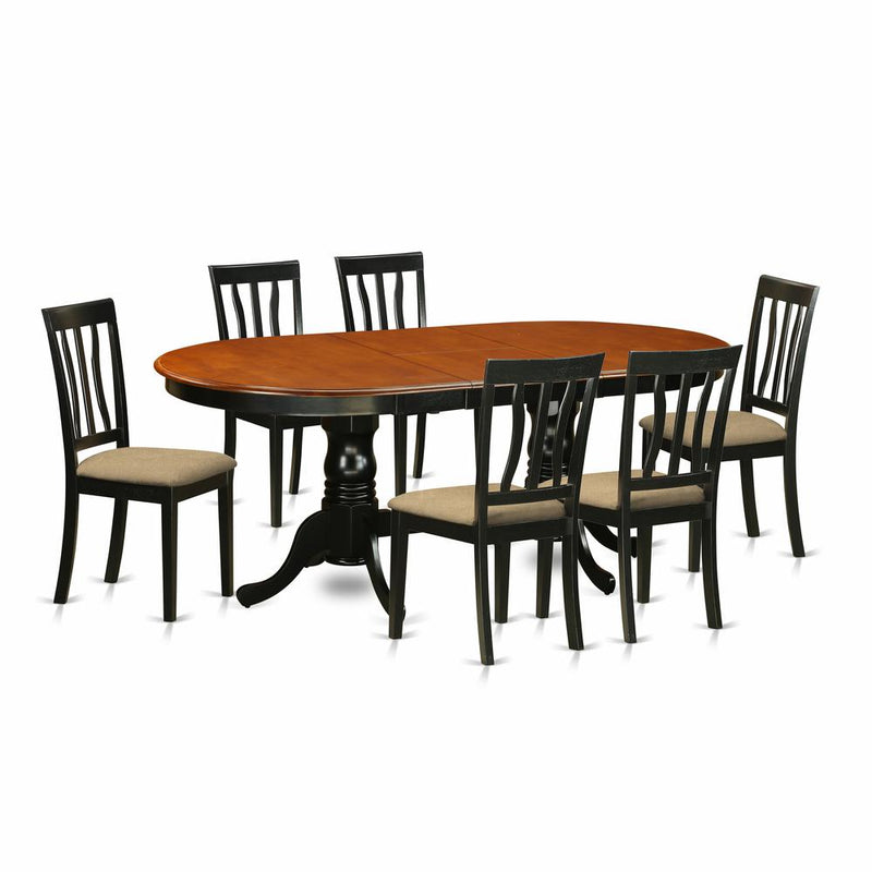 PLAN7-BCH-C 7 PC Dining room set-Dining Table with 6 Wood Dining Chairs