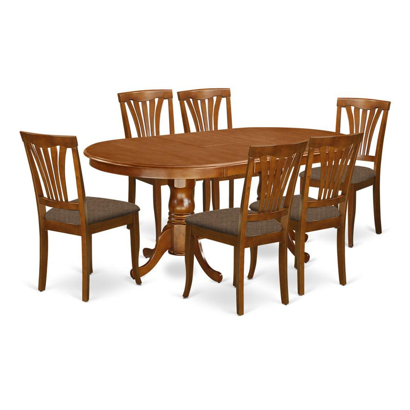 PLAV7-SBR-C 7 PC Dining room set-Dining Table and 6 Dining Chairs