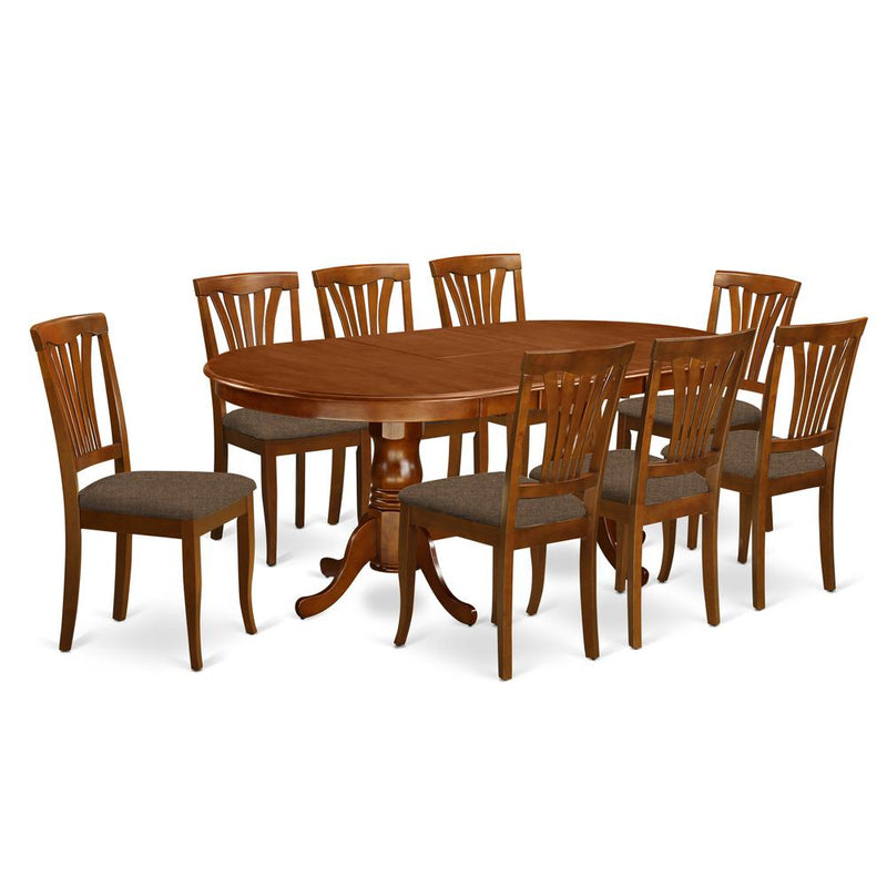 PLAV9-SBR-C 9 Pc Dining room set-Dining Table with 8 Kitchen Dining Chairs