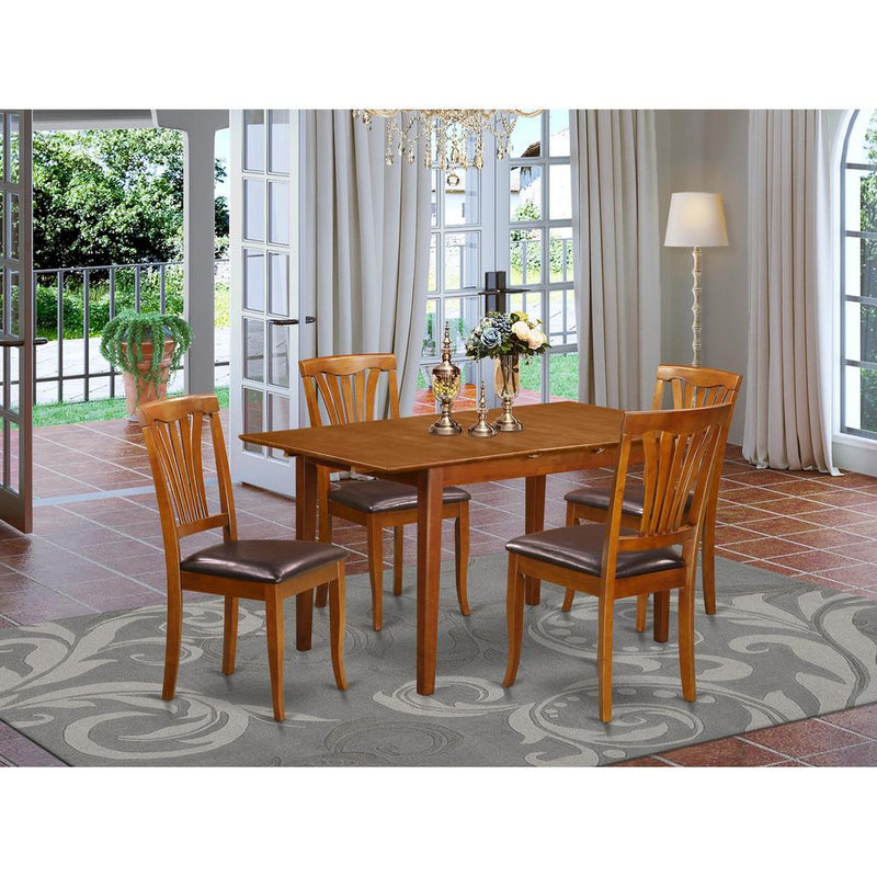 5  PC  small  Kitchen  Table  set  -  Table  with  Leaf  and  4  Chairs  for  Dining  room