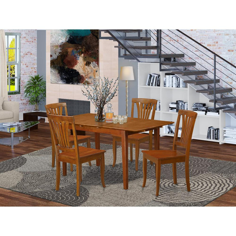 5  Pc  dinette  set  for  small  spaces  with  Leaf  and  4  Kitchen  Dining  Chairs