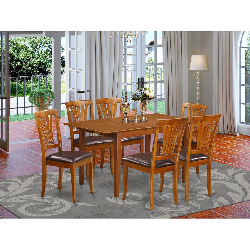 7  PC  Small  dinette  Table  that  has  Leaf  with  6  Dining  Table  Chairs