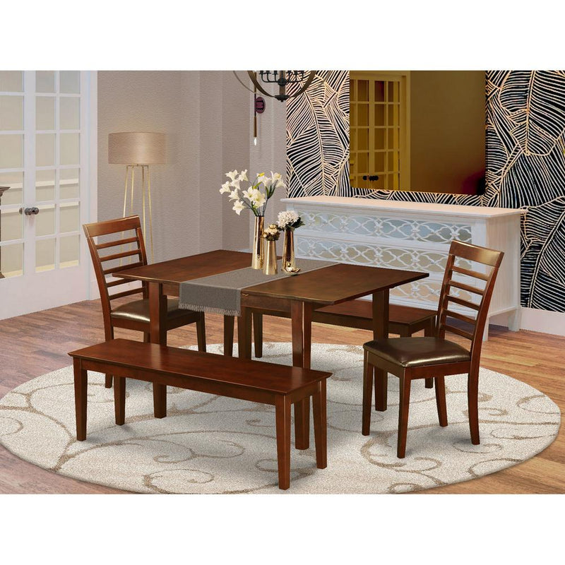 5  PC  Dining  room  set  with  bench  -Table  with  2  Dining  Table  Chairs  and  2  Benches