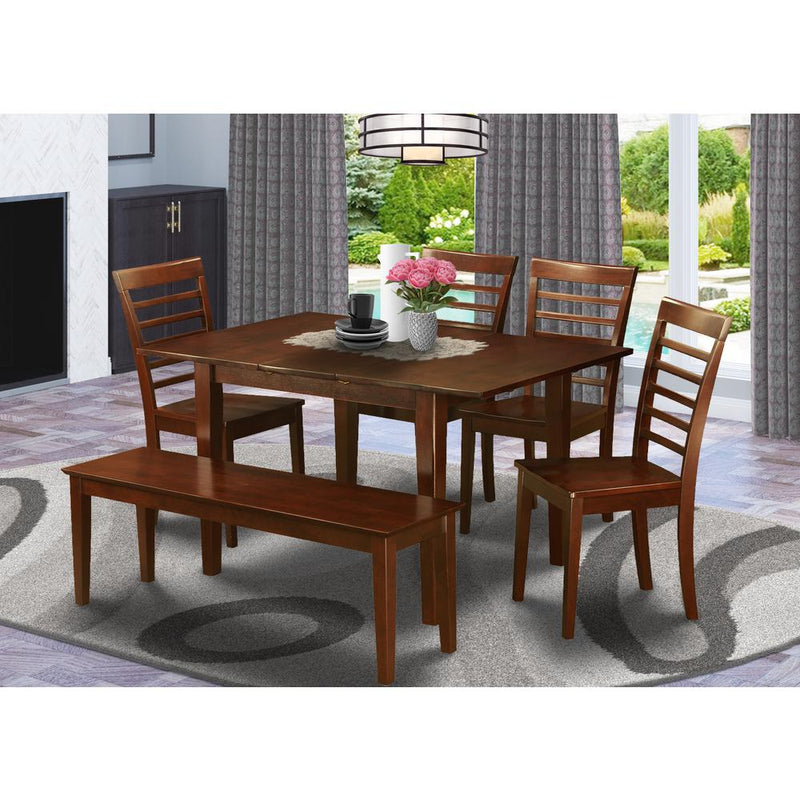 6  Pc  Dining  room  set  with  bench  -Table  with  4  Chairs  and  Dining  Bench