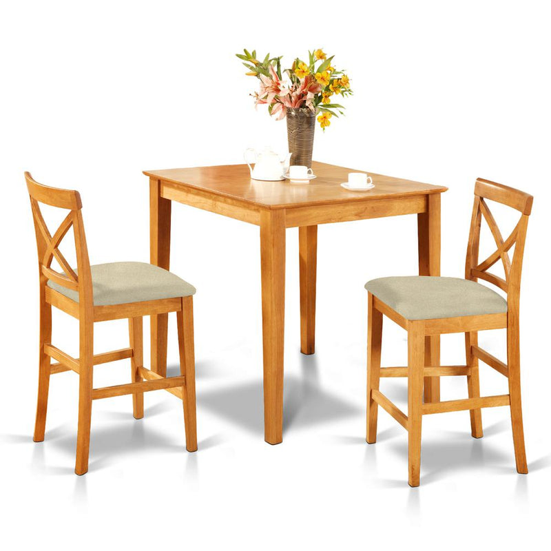 PUBS3-OAK-C 3 PC Counter height Table set-pub Table and 2 Kitchen counter Chairs