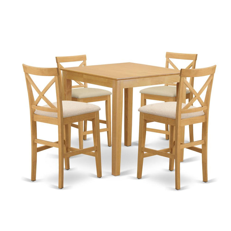 PUBS5-OAK-C 5 Pc Counter height Table-counter height Table and 4 Kitchen counter Chairs