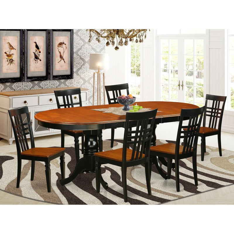 7  PcTable  and  chair  set  with  a  Dining  Table  and  6  Dining  Chairs  in  Black  and  Cherry