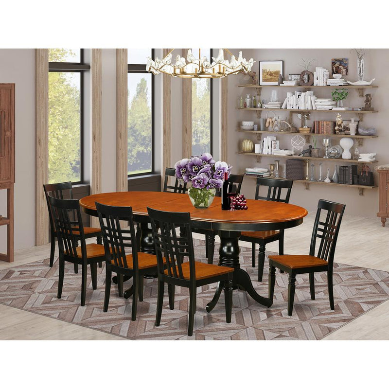 9  Pc  Table  and  chair  set  with  a  Table  and  8  Dining  Chairs  in  Black  and  Cherry