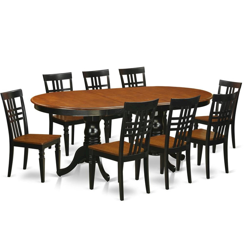 9  Pc  Table  and  chair  set  with  a  Table  and  8  Dining  Chairs  in  Black  and  Cherry