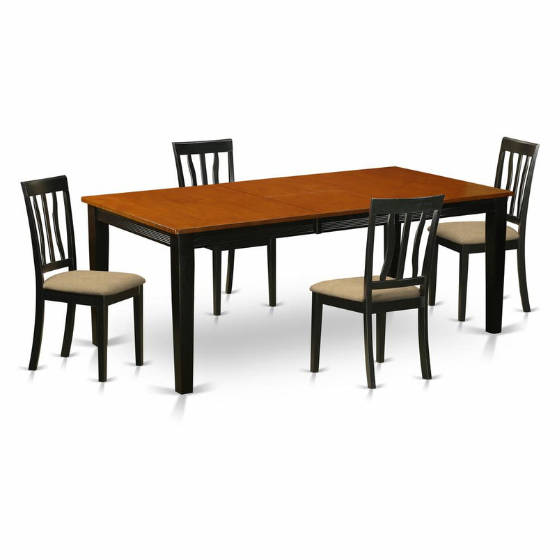 QUAN5-BCH-C 5 PC Dining set-Dining Table with 4 Wood Dining Chairs