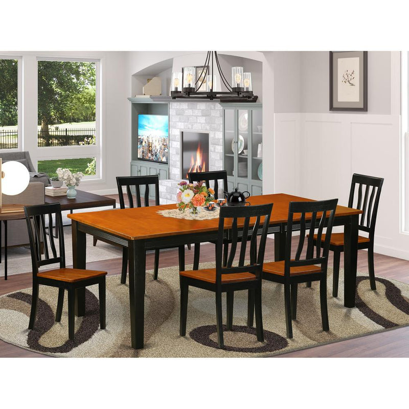 7  PC  Dining  set-Dining  Table  with  6  Wooden  Dining  Chairs