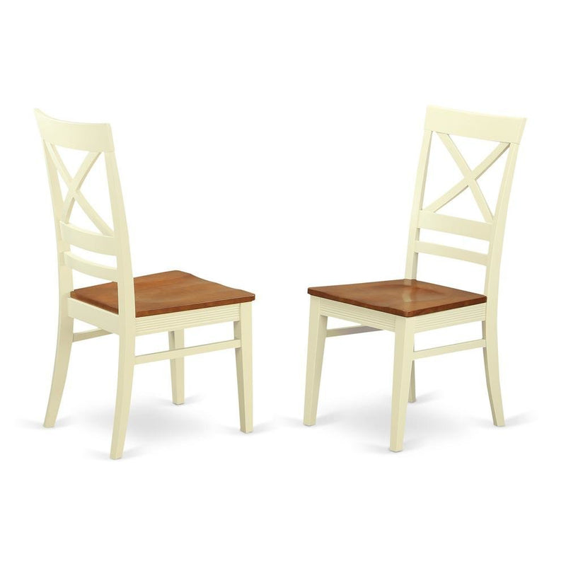 Quincy  Dining  Kitchen  dining  Chair  With  X-Back  in  Buttermilk  &  Cherry  Finish,  Set  of  2