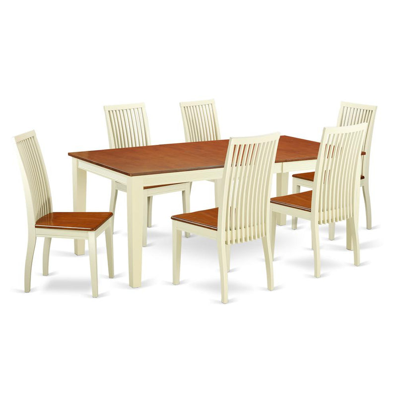 Dining Room Set Buttermilk & Cherry, QUIP7-BMK-W