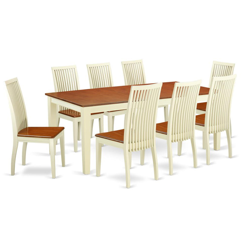 Dining Room Set Buttermilk & Cherry, QUIP9-BMK-W