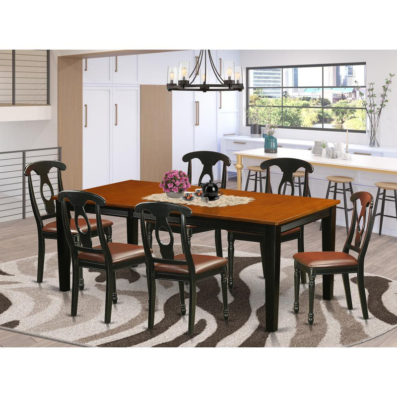 7  PC  Dining  set-Dining  Table  with  6  Wooden  Dining  Chairs