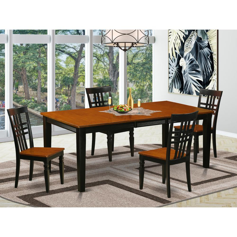 5  PC  Kitchen  Table  set  with  a  Dining  Table  and  4  Dining  Chairs  in  Black  and  Cherry