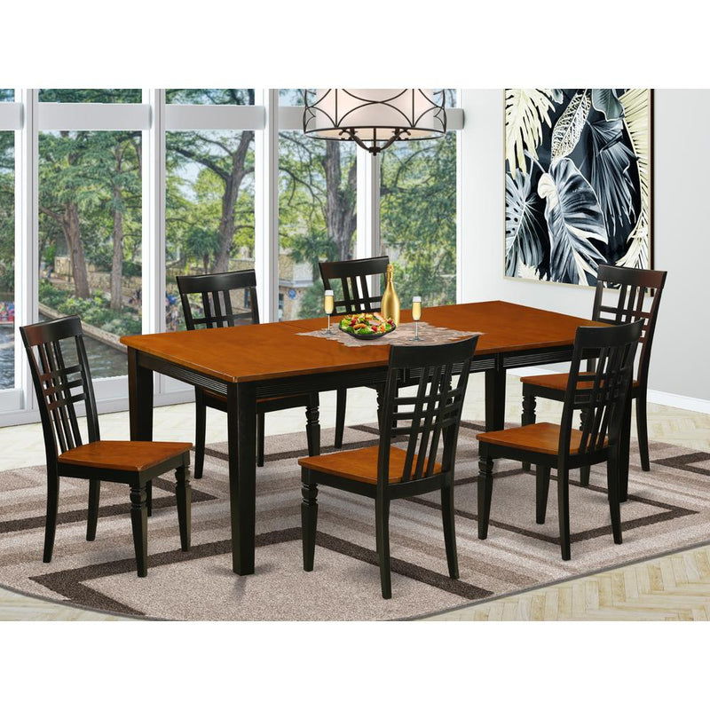 7  PcKitchen  Table  set  with  a  Dining  Table  and  6  Dining  Chairs  in  Black  and  Cherry