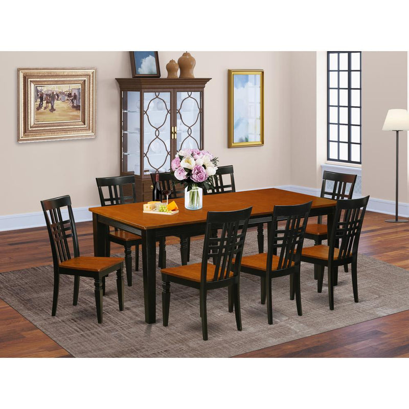 9  PC  Table  set  with  a  Dining  Table  and  8  Dining  Chairs  in  Black  and  Cherry