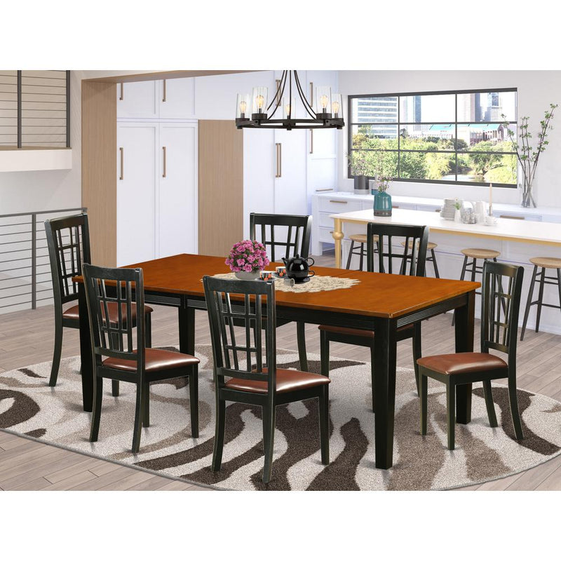 7  PC  Dining  set-Dining  Table  with  6  Wood  Dining  Chairs