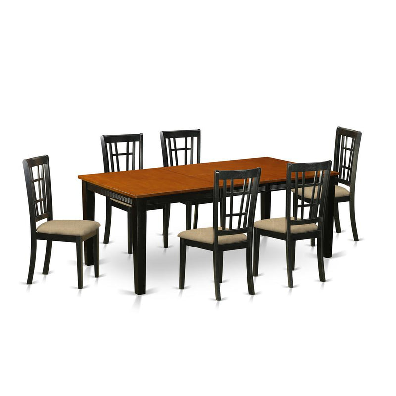 QUNI9-BCH-C 9 PC Dining set-Dining Table with 8 Wood Dining Chairs