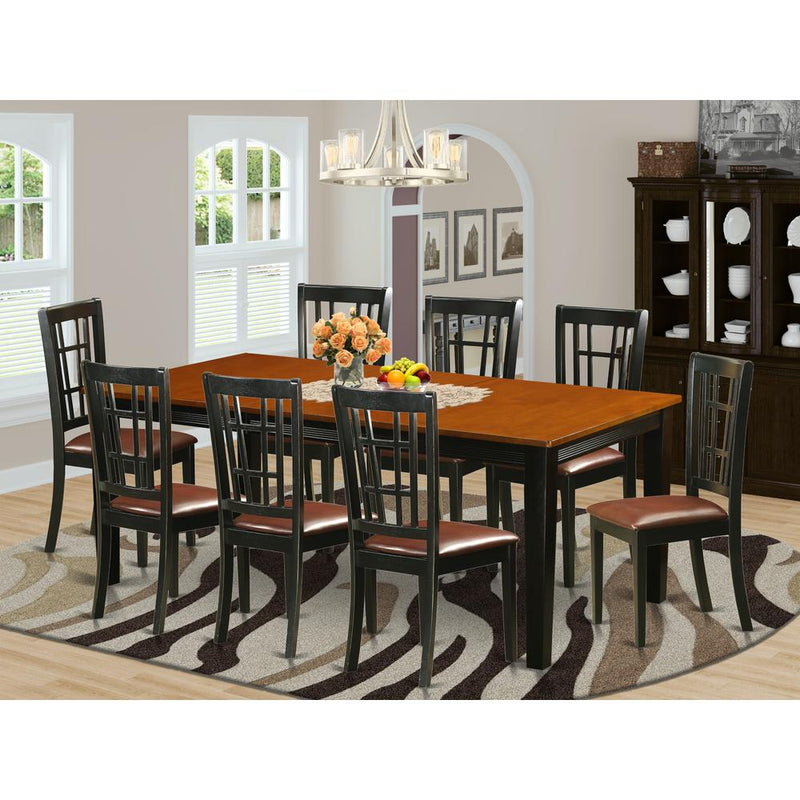 9  PC  Dining  set-Dining  Table  with  8  Wood  Dining  Chairs