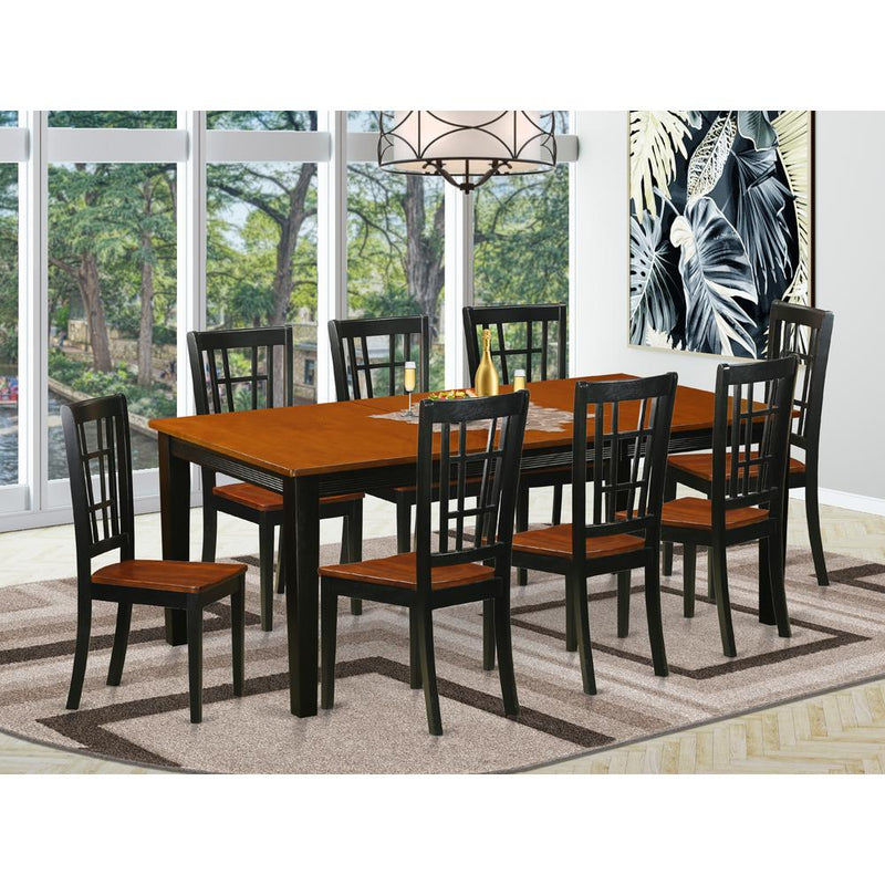 9  PC  Dining  room  set-Dining  Table  with  8  Wooden  Dining  Chairs