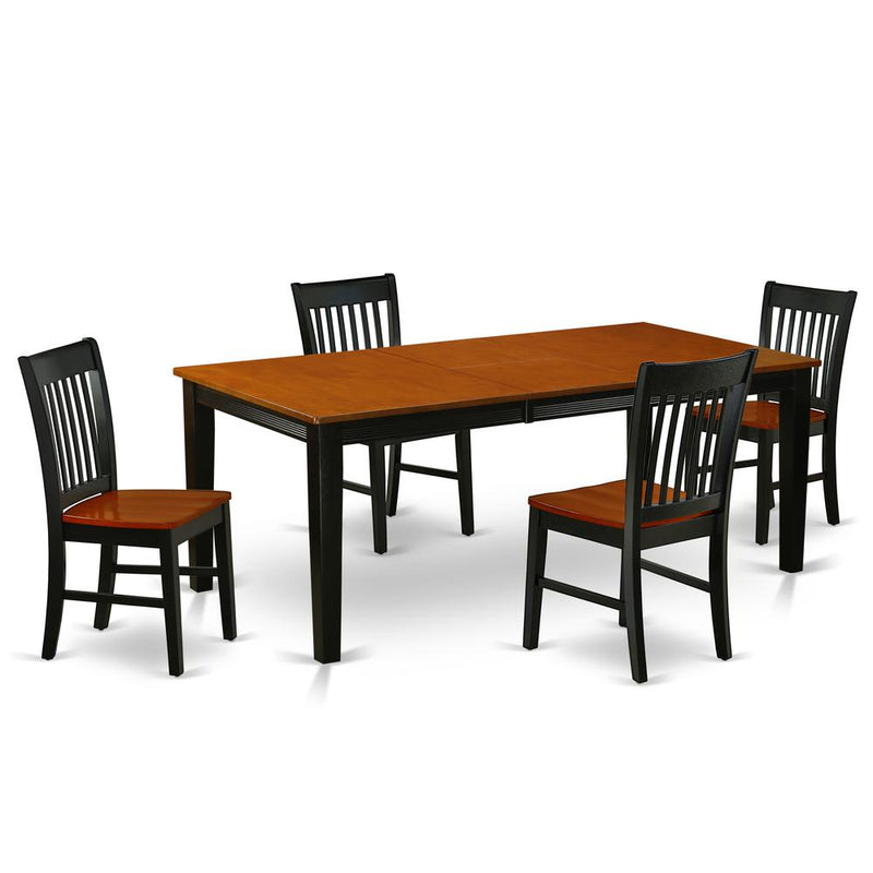 Dining Room Set Black & Cherry, QUNO5-BCH-W