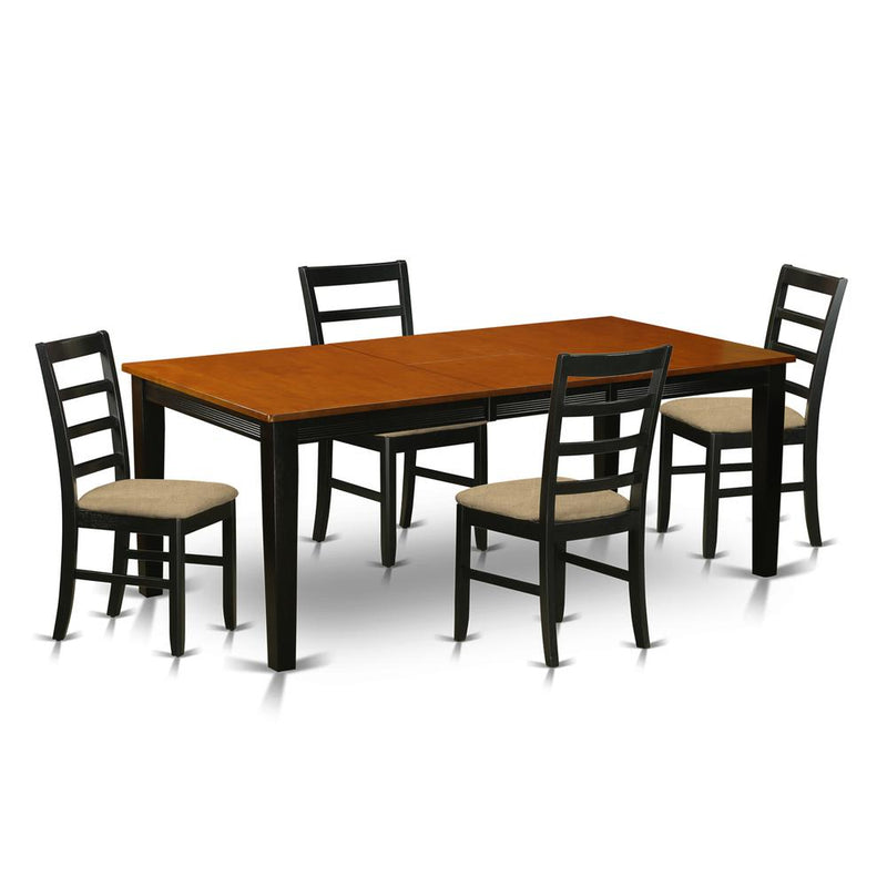 QUPF5-BCH-C 5 Pc Dining set-Dining Table with 4 Wood Dining Chairs