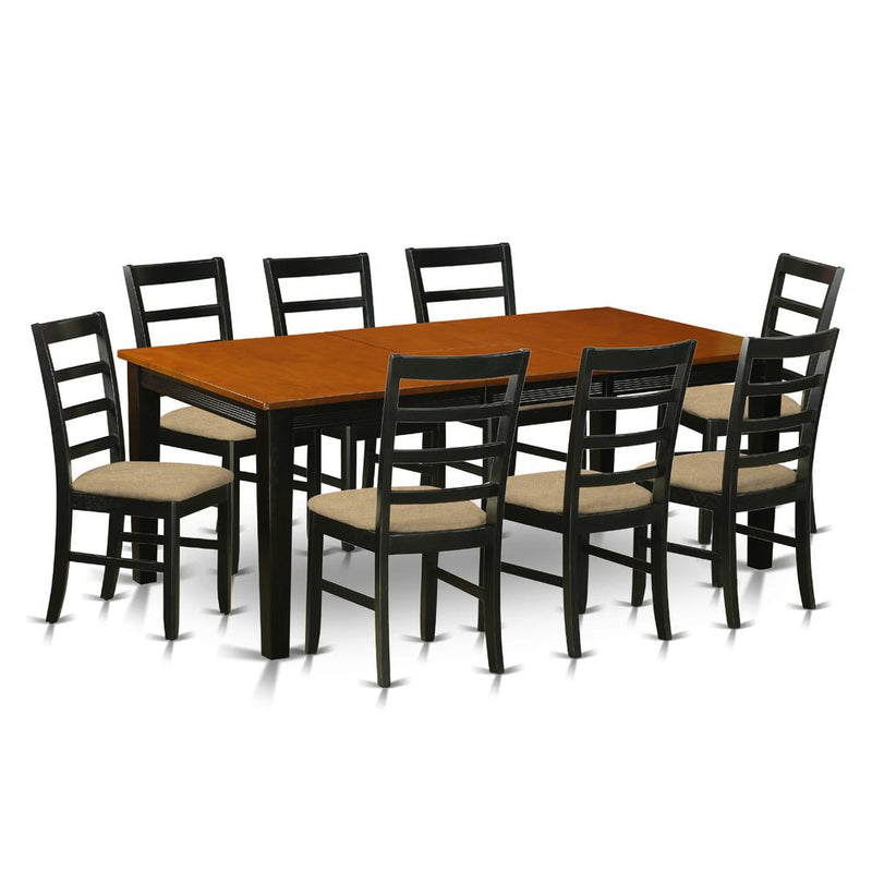 QUPF9-BCH-C 9 Pc Dining set-Dining Table with 8 Wood Dining Chairs